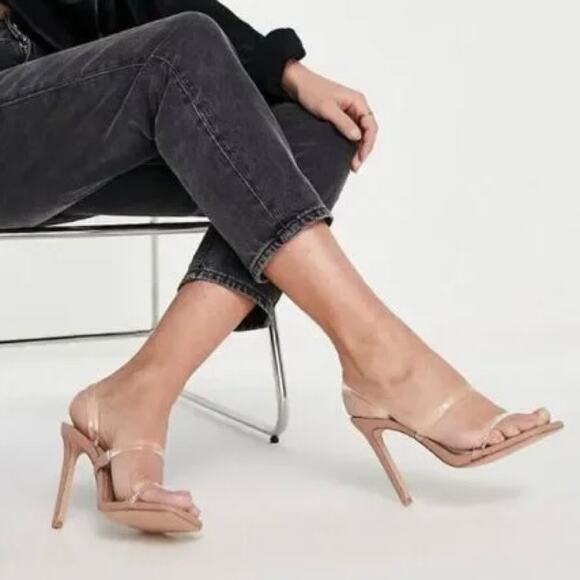 Steve Madden Gracey Strappy Stiletto Sandals Clear/Nude size 11 M - Picture 4 of 14